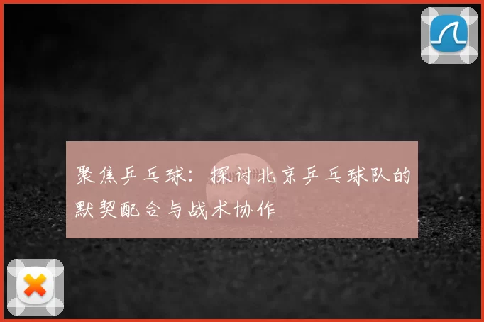 聚焦乒乓球：探讨北京乒乓球队的默契配合与战术协作